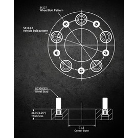 EVIL ENERGY 5x4.5 to 5x5 Wheel Spacers 1.25 inch Compatible for Ford Mustang 1994-2014, 5x114.3 mm to 5x127 mm 5 Lugs 71.5 mm Hub Bore 1/2x20 Studs Black, Not Hubcentric