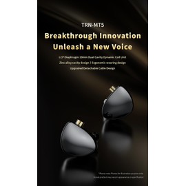 FEDAI TRN MT5 1DD HiFi Earphone Headphones, TRN MT5 in-Ear Earbuds with New 10mm Composite Magnetic Dynamic Driver Over Ear Headset with Detachable 2 Pin 0.75MM Cable(with mic,Black)