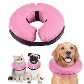 Norhogo Protective Inflatable Collar for Dogs and Cats, Soft Adjustable Comfy for After Surgery Protects from Stitches, Bites, Licks and Wounds, Soft Pet Recovery Collar for Dogs(Pink, M)