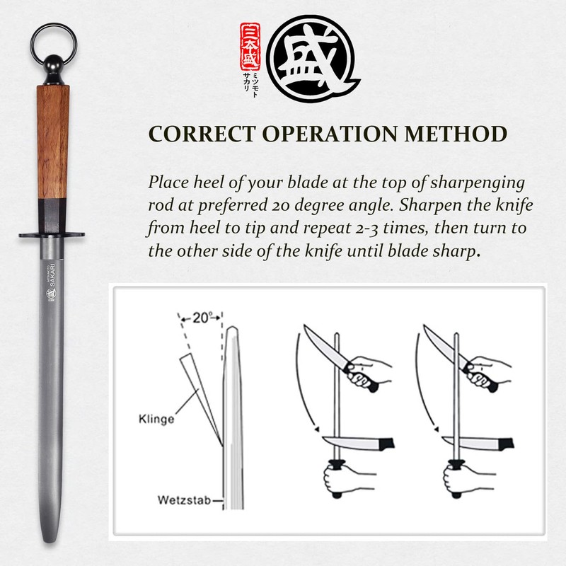 MITSUMOTO SAKARI 12 Inch Flat Honing Rod, Japanese High Carbon