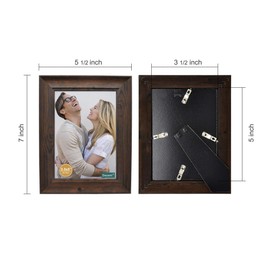 DECANIT 3.5x5 Picture Frames Rustic Distressed Brown Wood Pattern High Definition Glass for Table Top Display and Wall Mounting Photo Frame，Pack of 4