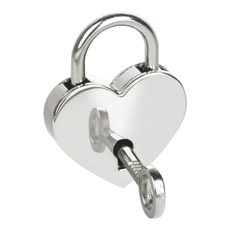 HMF Mini decorative padlock with key in heart shape, 5.9