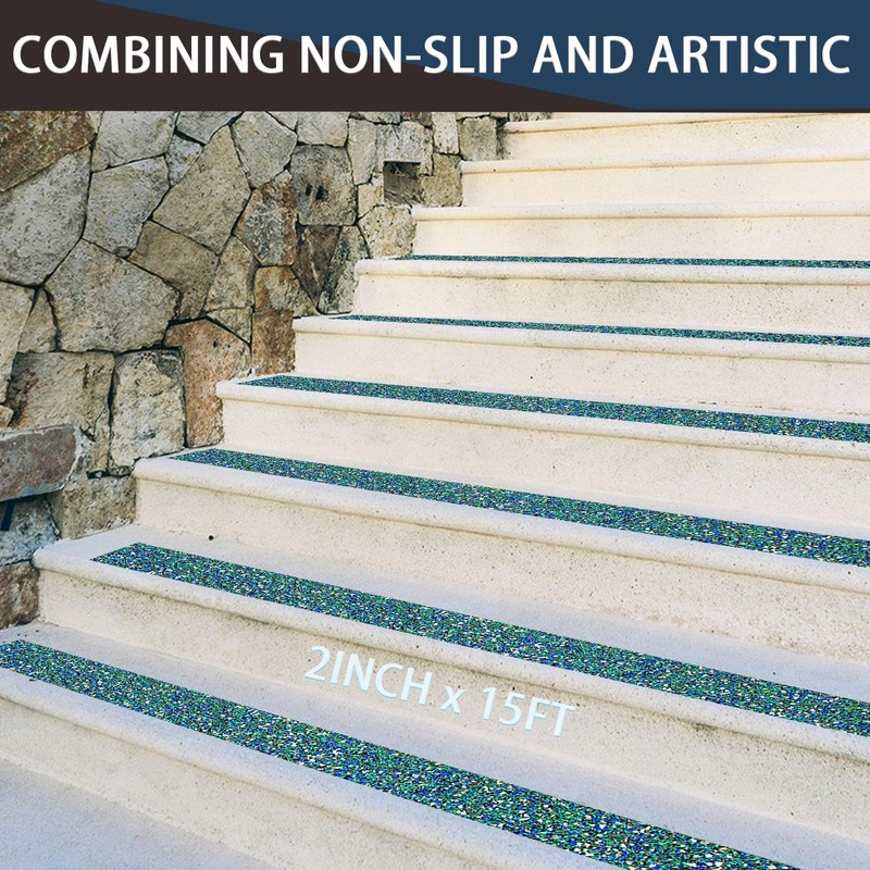 CHUANGSEED Anti-Slip Tape 2" x15ft - Waterproof Blue Safety Grip