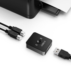 USB Printer Sharing KVM Switch. Share one printer between two devices with automatic switching, no drivers needed. Support keyboard, mouse, and scanner sharing. Includes 2 USB printer cables (1 meter)