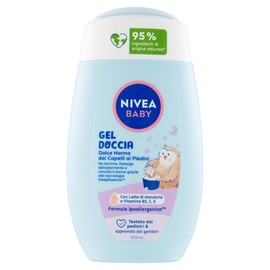 NIVEA Baby Shower Gel Sweet Nanna with Feet, 200 ml, Baby Bath for Body and Hair, Baby Bath with Tear Protection, Baby Shampoo for Sleep