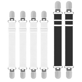 TRKETK 6 Pcs Bed Sheet Clips Set Adjustable Bed Sheet Straps Elastic Sheet Clips with Elastic Bands Bed Sheet Fasteners for Bedding Grippers to Keep Your Sheets in Place(2 Colors)