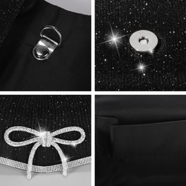 LiveGo Bow Evening Bag Sparkly, Clutch Purses for Women Wedding Glitter, Women's Clutch Bags, Sequin Bag Envelope Handbags Purses for Women Bridal, Matching Sparkly Butterfly Accessories Set(Black)