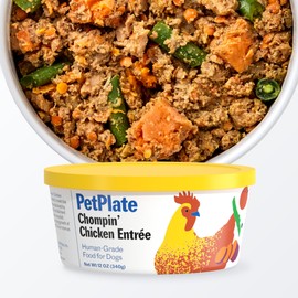 PetPlate Human Grade Chompin Chicken Entree Fresh Dog Food, 12-oz Cup, case of 6