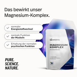 edubily Magnesium Complex Powder with Magnesium Glycinate, Magnesium Malate & Magnesium Citrate, No Magnesium Stearate, Vegan (300 g Powder, Blueberry)