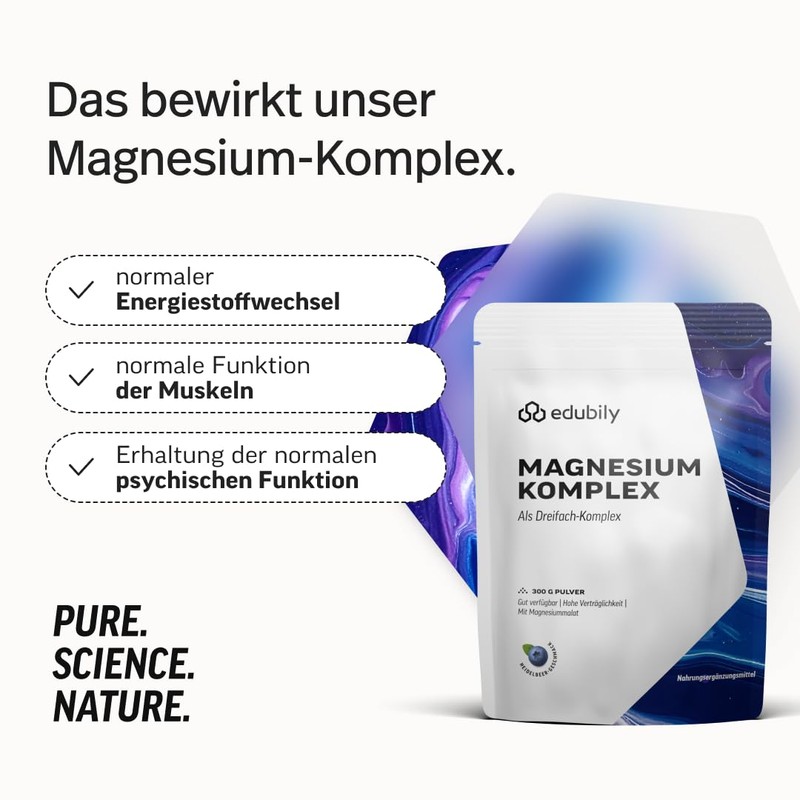 edubily Magnesium Complex Powder with Magnesium Glycinate, Magnesium Malate &