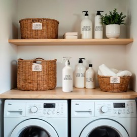 Hygge & Sage Minimalist Household Labels for Organizing - 224 Preprinted Waterproof Sticker Labels + 16 Blank Labels for Home Office, Craft Room, Linen Closets, and Laundry Organization and Storage