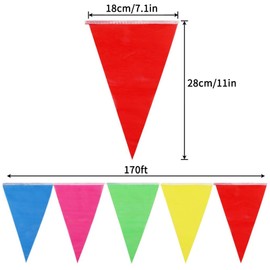 RUBFAC 1020ft 720pcs Colorful Pennant Banner Flags Multicolor Bunting String Triangle Flags Bulk, Garland for Grand Opening, Carnival Theme Birthday Party Decoration Outdoor Events Classroom Decor