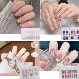 8 sheets 112 stickers gel nail seal hardened nail seal gel nail stick long lasting nail seal hand nail sticker gel nail stick pink solid color light blue green gel nail hardening type self nail home