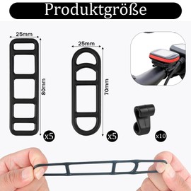 CONJURAIDE 20 Stück Fahrradlicht Gummiband, Silikon Fahrradlicht Halterung Bänder mit S Kleiner Haken Taschenlampe Befestigungsband Fahrrad Rücklicht Halterung Silikonband für LED Lautsprecher Schwarz