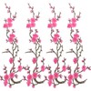 4PCS Pink Plum Flower Embroidery Patches,Iron on Applique Embroidery Decorative
