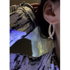 Cross Curved Earrings Zircon Curved Stick Front Back Linear Drop Earrings Piercing Hypoallergenic Ear Cuff (gold new)