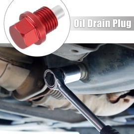 X AUTOHAUX 1 Set M14x1.5 Magnetic Oil Drain Plug with 5 Washer for Car Red