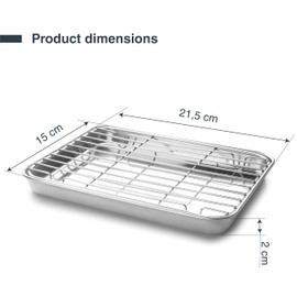 Lacor - 15562 Essential Rack Tray, Baking Tray, Removable Rack, Stainless Steel, Oven-Safe, Freezer Safe, 25x15x2 c+D15m