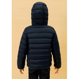 SOLOCOTE Girls Winter Coats Lightweight Water-Resistant Windproof Packable Hooded Down Like Padding Jacket, SLN2108-Navy-9-10Y