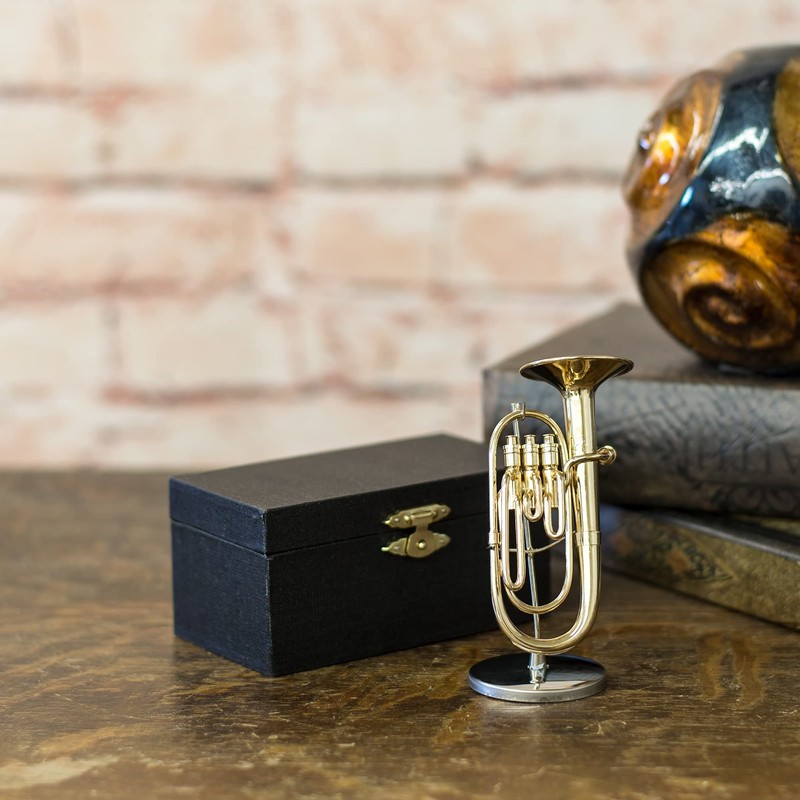 Tuba Miniature Replica Gold Brass Tone 1.5 x 3.5 Resin