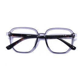 GLASAOTO Blue Light Blocking Glasses Reading Glasses for Women Men Square Nerd Eyeglasses Frame Lightweight Reduce Eye Strain Violet Grey Tortoise 2.0