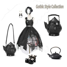 Gothic Purse, Teapot Shaped Crossbody Handbag Novelty Witchy Gift Top-handle Funky Tote Women's Shoulder Bags