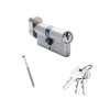 60MM Solid Brass Lock Cylinder with 3 Brass Keys Satin
