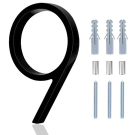 House Numbers For Outside - 5 Inch Modern Floating Address Numbers For Houses Rust Proof Zinc Alloy Easy To Install Number 9