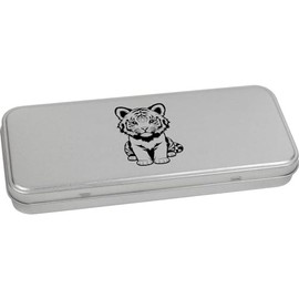 Azeeda 'Tiger Cub' Metal Hinged Stationery Tin/Storage Box (TT00228787)