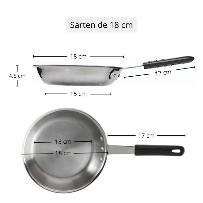 Sarten Profesional de Acero Inoxidable Moven 20 cm con Mango