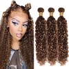 ZCMYVINND Highlight P430 Kinky Curly Human Hair Bundles Chocolate Brown