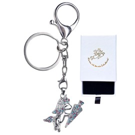 TriEco Einschulung Geschenk Mädchen, Schlüsselanhänger mit Glitzersteinen und Metall Anhänger, Schlüsselring mit Karabiner, Schuleinführung Geschenk zur Einschulung Mädchen, Back to School Keychain