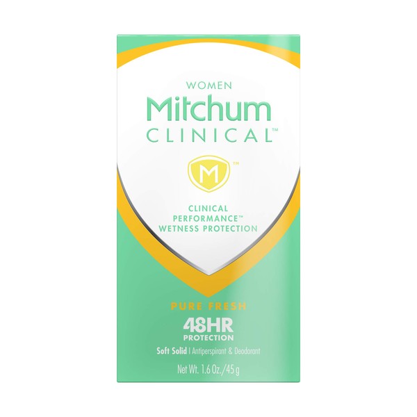 Women's Deodorant by Mitchum, Clinical, Soft, Solid Antiperspirant Deodorant, Pure Fresh, 1.6 Oz (Pack of 1)