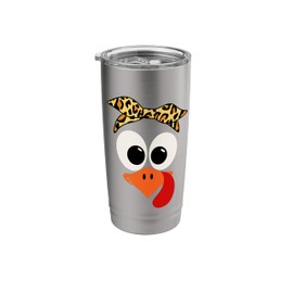 Turkey Face Leopard Print Headband Thanksgiving Women girls Stainless Steel Insulated Tumbler