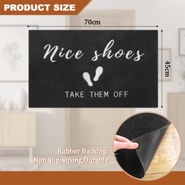 MWAZZLL Welcome Door Mat Outdoor Indoor Non Slip Nice Shoes Doormat Low-Profile Super Absorb Mud Front Door Mats for Entrance,Patio,High Traffic Areas Black