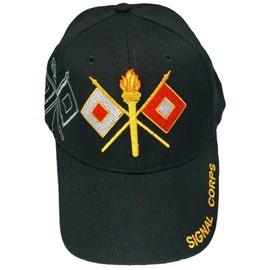 Signal Corp Hat and Army Bumper Sticker Gift Set, Black Baseball Cap