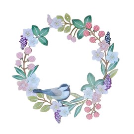 SKTMH Wall Hanging Iron Wreath, Door Wreath, Artificial Wreath, Stylish, Warm Atmosphere, Interior Decoration, Office, Store, Living Room, Entryway, Garden Decoration, Wedding, Housewarming, Present,