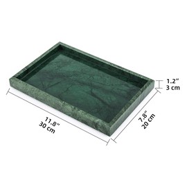 Marble Bathroom Vanity Tray, Natural Luxury Vanity Home Kitchen Bathroom Table Tray, Stone Decorative Countertop Dresser Trays for Key Coffee Perfume Jewelry Makeup (Blackish Green, 12" x 8" x 1.2")