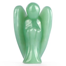 Artistone Green Jade Stone Angel Figurines Pocket Aventurine Guardian Angel Healing Crystal Statue 2 Inch Home Decor with Gift Box