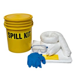 CleanUp Stuff Original Bucket Spill Kit - Oil Only Absorbents & 5-Gallon Bucket - Spill Pads & Absorbent Socks - Oil Spill Clean Up - Absorb 5 Gallons (Made in USA)