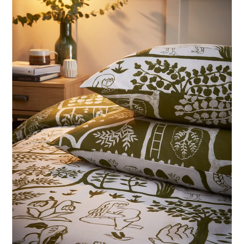 furn. Frida Duvet Cover Set - Single - Moss
