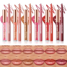 6pcs Matte Lip Liner Mit 6 St. Pflegendem Lippenöl Lipgloss Set, Langanhaltendes und feuchtigkeitsspendendes 2-in-1-Makeup-Set, glänzendes, leichtes, getöntes Lippenbalsam-Makeup-Geschenkset