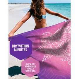 VENTURE 4TH Microfiber Beach Towel: Quick-Dry, Compact, Sand-Free, Absorbent, Sandproof and Lightweight - Perfect for Camping, Beach, and Roadtrips (Purple Mandala Design | 35x78 inches)