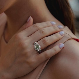 JadeAngel Designer Inspired Twisted Cable Statement Rings for Women Fashion Jewelry Green 8 MM CZ Split Shank Cable Ring Gift (7)