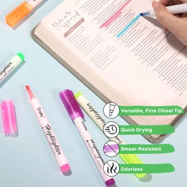 Craiiby Orange Highlighters - 6 Pack Bright Colors Chisel Tip Quick Drying Aesthetic No Bleed Highlighters for Bible Journaling Planner Notes, Marker Pen