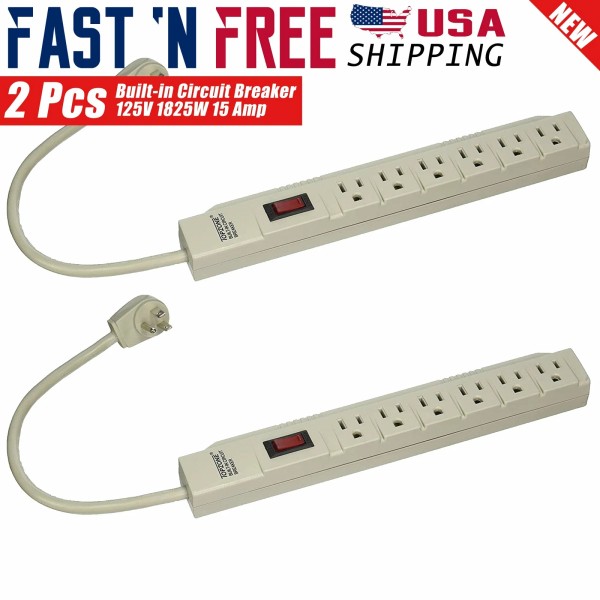 Wideskall 2x 1 FT 6 Outlets Safety Circuit Breaker Angle