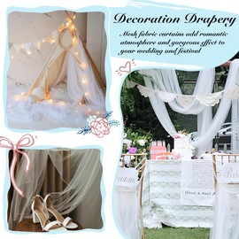 0.75 x 8 m Wedding Arch Curtain Wedding Tulle Decorative Bow Sashes for Wedding Decoration Photography Party Wedding Archway Ceremony Chair Decoration (White)