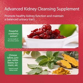 YPRYPR Premium Kidney Cleanse Supplement – Powerful Kidney Support Formula with Cranberry Extract Helps Support Healthy Kidneys & Urinary Tract Support– 60 Capsules (1pc)