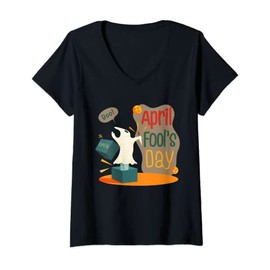 Womens Happy April Fools Day - April 1st - Funny Jokes V-Neck T-Shirt