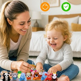 SHINELINE Pack of 38 mini cuddly toy key rings, plush toy, for party bags, children's birthday, advent calendar filling children, small gifts for children